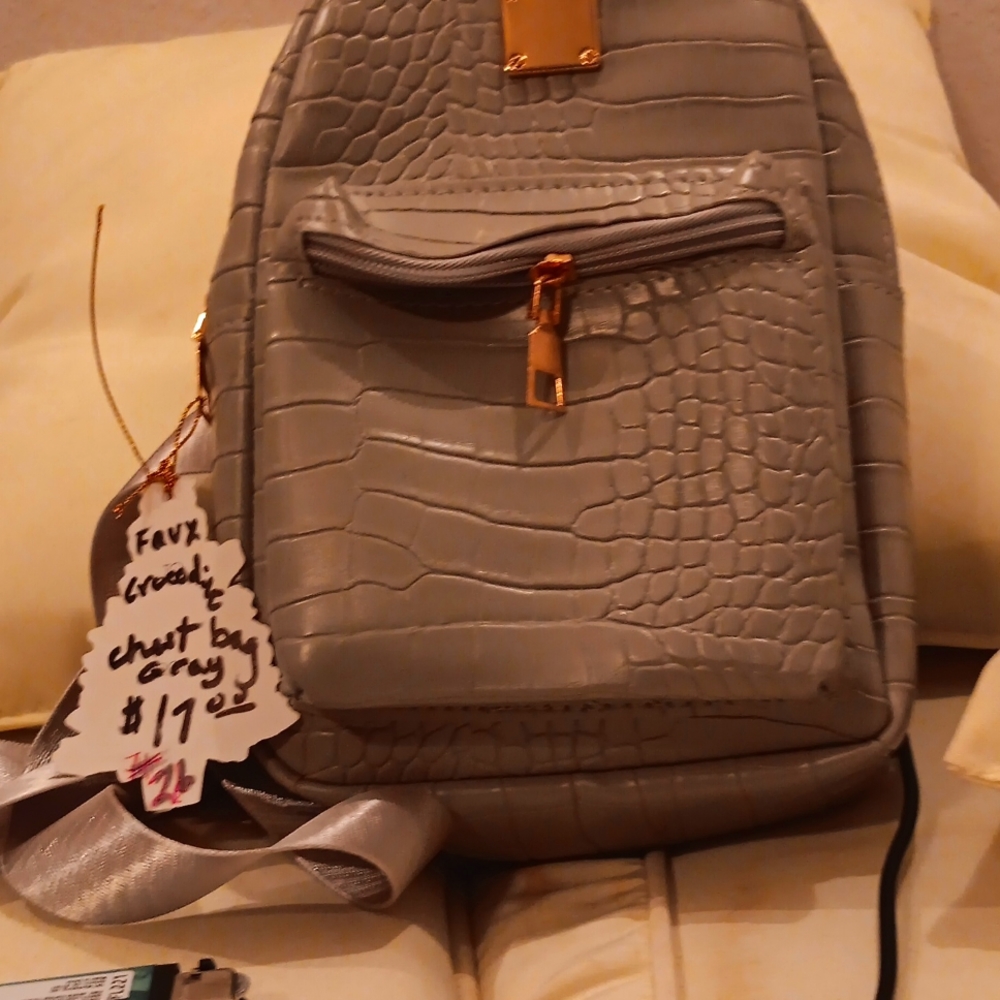 NWOT.  Faux Crocodile chest bag